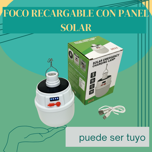 FOCO RECARGABLE CON PANEL SOLAR